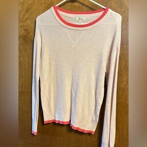 Style & Co. Pink and Coral Crew Neck Thermal Knit Top
